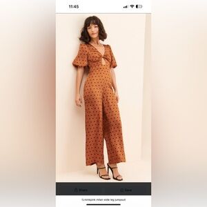 MINKPINK Milan Rust Brown and Black Polka Dot Jumpsuit